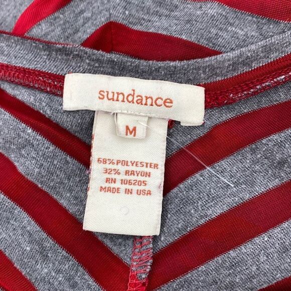 Sundance Mystic Stripe Burn Out Tunic Top Long Sleeve Asymmetric Red/Grey medium - Picture 5 of 6